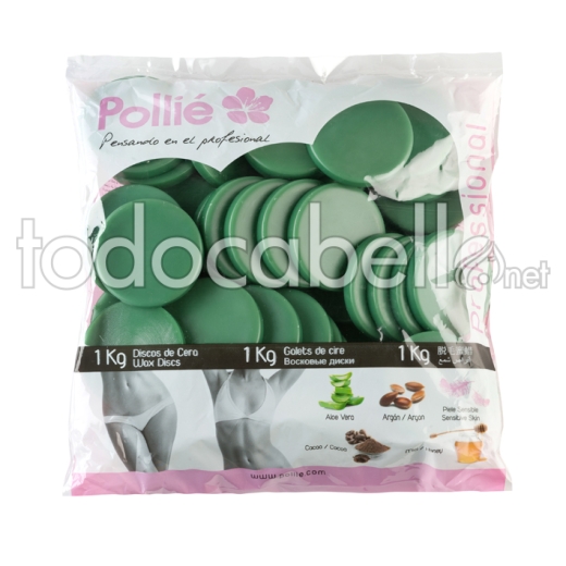 BAG 1 KG.GREEN ALOE VERA WAX DISCS