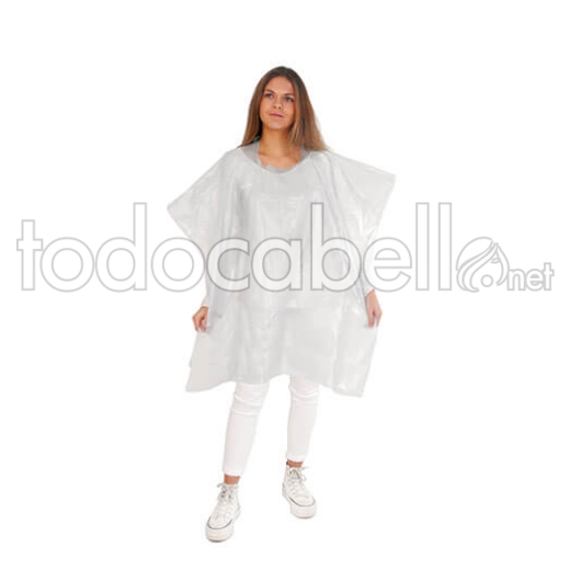 BAG 50 DISPOSABLE WHITE CAPES 145CM X 110 CM