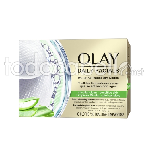 Olaz Cleanse Daily Facials Mizellare Trockentücher Trockene Haut 30u