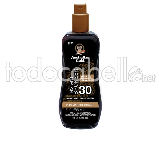 Australian Gold Sunscreen Spf30 Spray Gel With Instant Bronzer 100 Ml