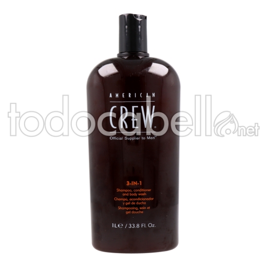 American Crew 3 In 1 Champú Acondicionador And Body Wash 1000 Ml