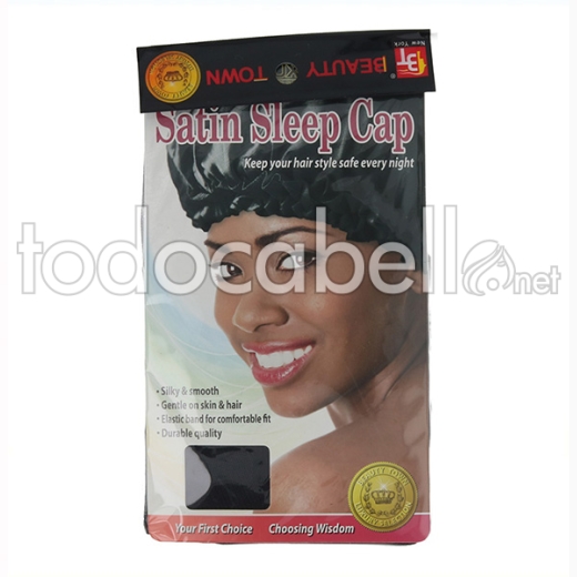 Beauty Town Luxury Satin Gorro Dormir Negro (21241)