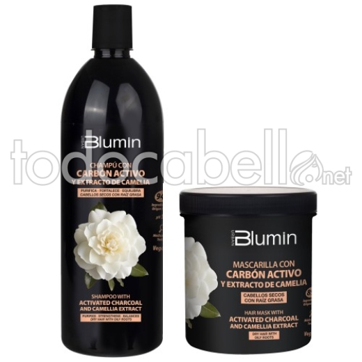 Blumin Pack XXL Champú 1000ml + Mascarilla Carbón Activo 700ml y Extracto de Camelia Blumin